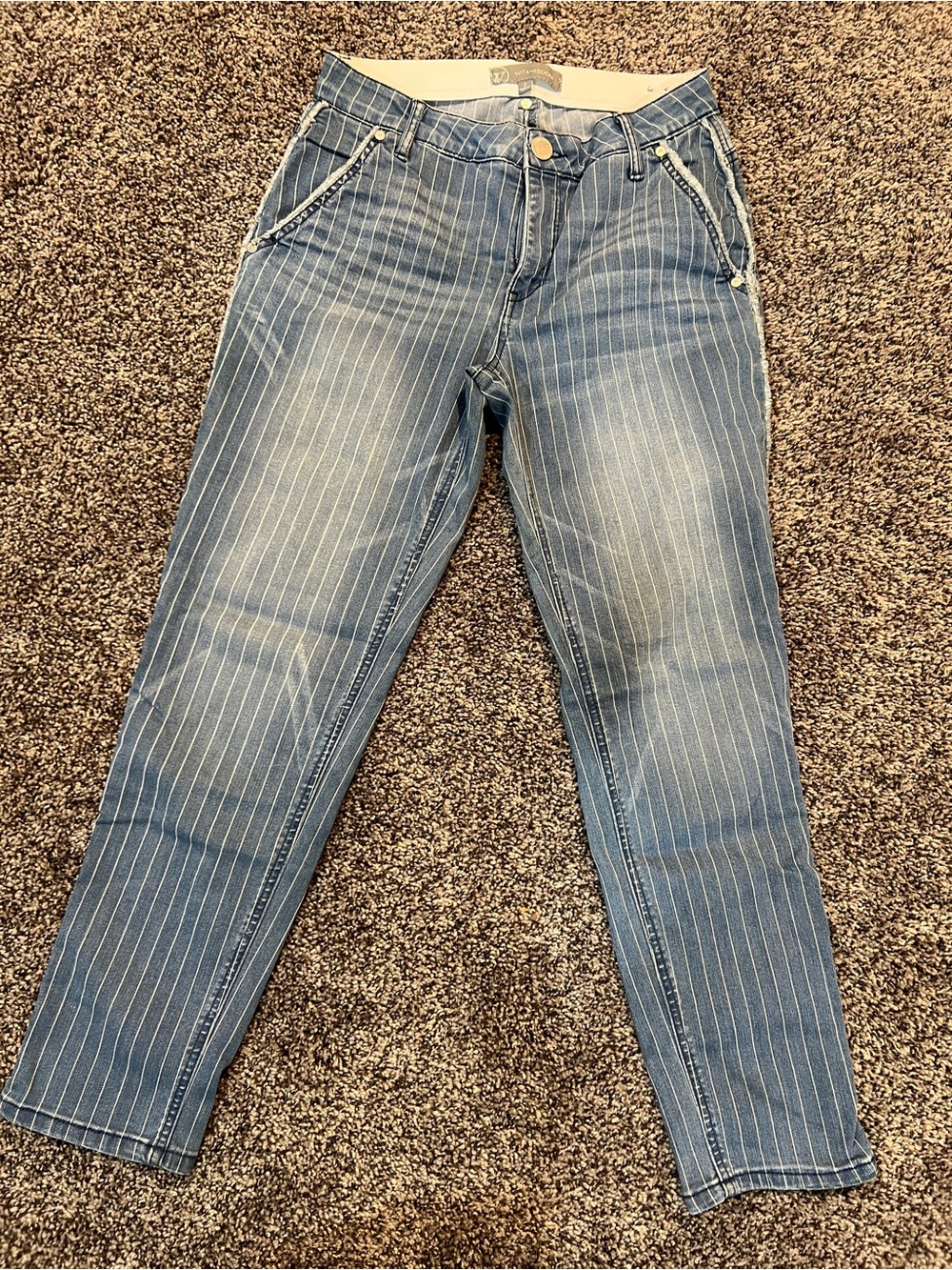 Wit & Wisdom Blue Pinstripe Straight Leg Jeans